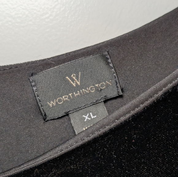 Worthington Black Velvet Top XL Cold Shoulder Ruffle Holiday Party New Year's - Picture 3 of 6